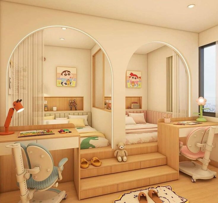 Thiet ke phong ngu cho be nam nu tai hue dep nhat - MDASTUDIO