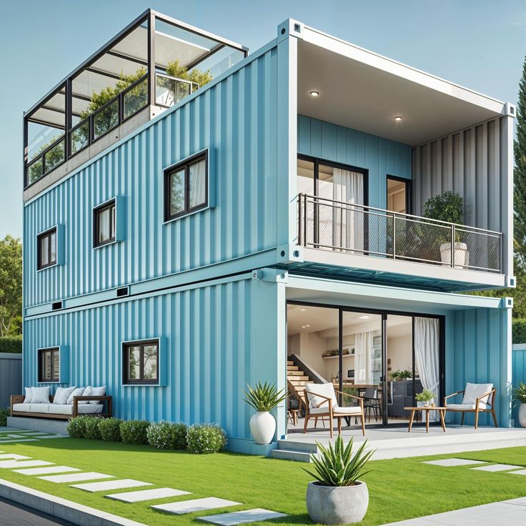 Tan dung thung container va san vun de xay nha o tai Hue - MDASTUDIO